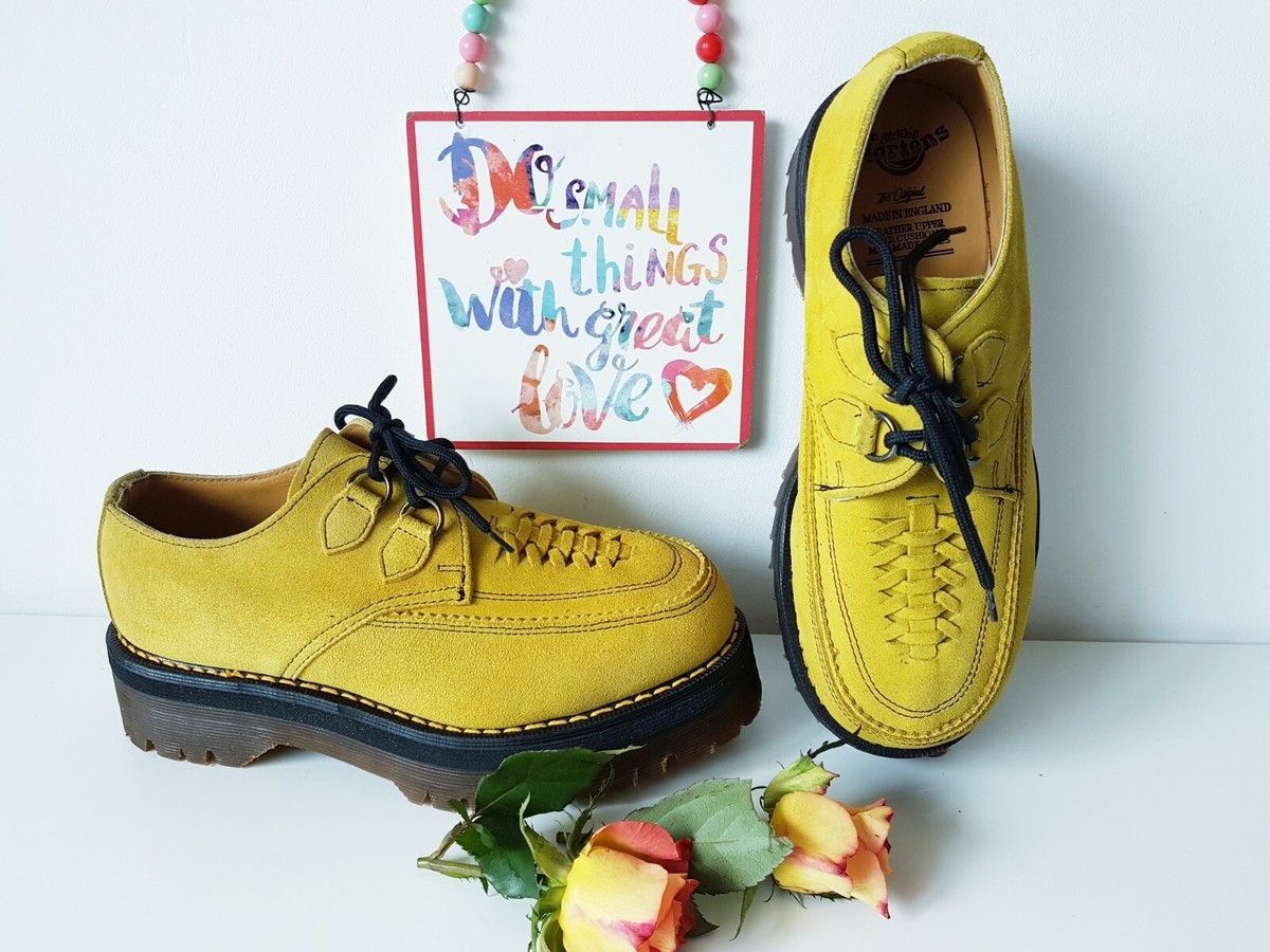 Dr. Martens Mustard Suede Boots 1460 Smooth Leather Lace Up Boots in Yellow | Dr. Martens main image 4