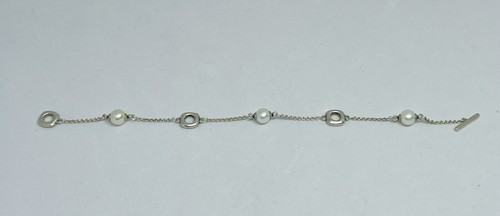 Tiffany & Co. Sterling Silver .925 Cultured Pearl Cushion Toggle Bracelet 7" - Picture 6 of 11