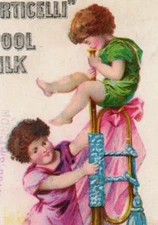 1880s Corticelli Spool Silk Children Playing Ob Brass Horn P152