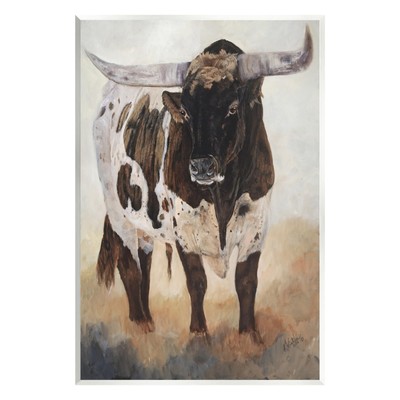 Longhorn Cattle Painting Wall Plaque Art Design by Kathy Winkler