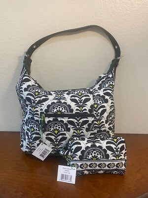 Vera Bradley Elit Hobo Fanfare Handbag with Matching Cosmetic Bag