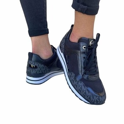 Neu Michael Kors Wilma Trainer Canvas Damen-Sneaker schwarz-weiß