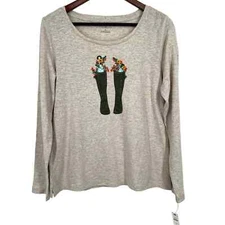 NEW Talbots Size Medium Long Sleeve Soft Gardening Gardener Blouse Shirt Top