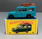 1960s Lesney Matchbox Series No 12 BLUE SAFARI LAND ROVER Original Box NM