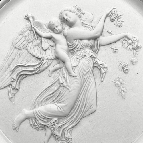 DAY AND NIGHT - LARGE MARBLE ROUNDELS /WALL PLAQUES / BAS RELIEFS BY THORVALDSEN - Picture 5 of 11