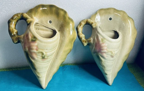 Vintage Hull Pottery Woodland Rose Wall Pocket Vases W13