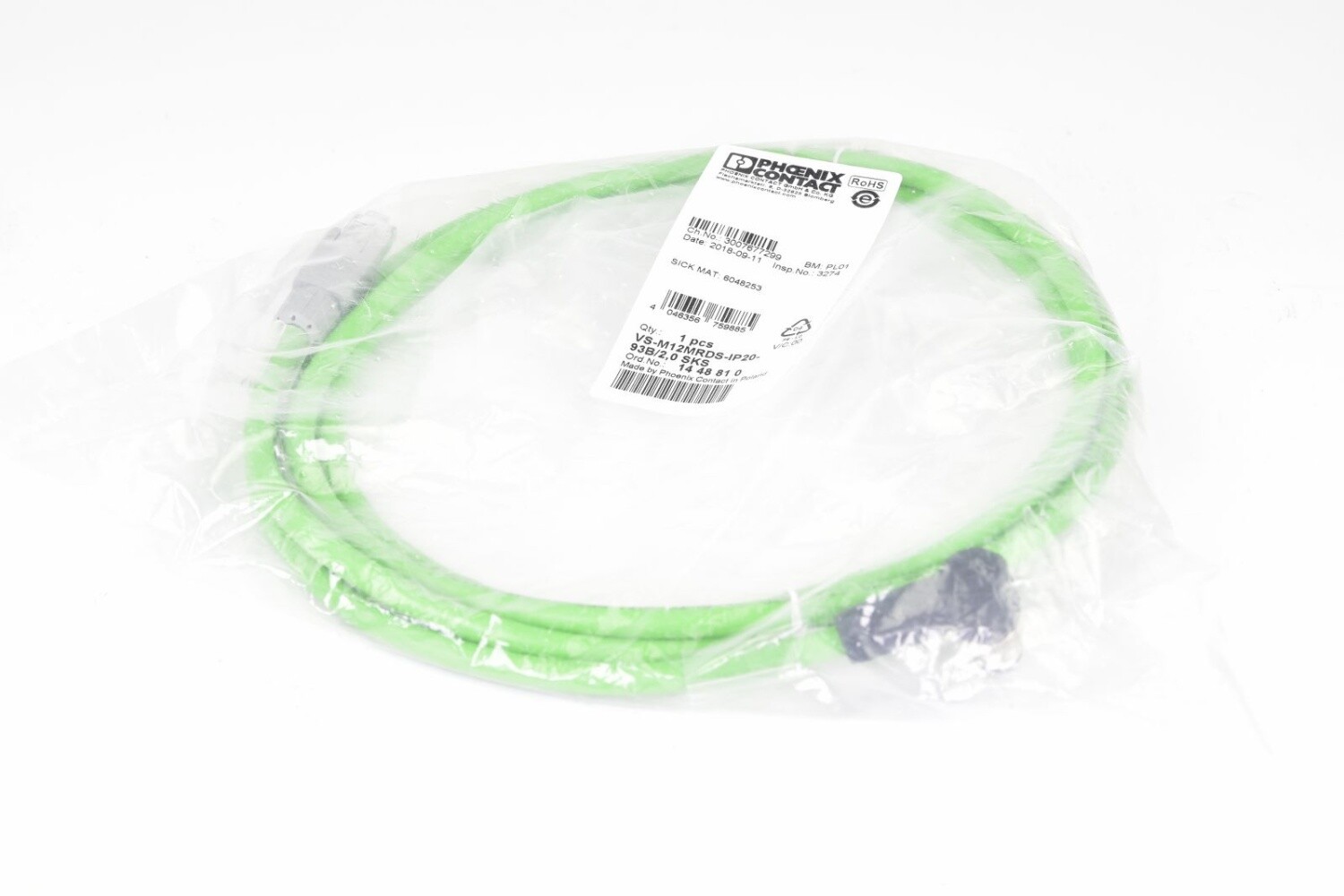 PHOENIX CONTACT 14 48 81 0, VS-M12MRDS-IP20-93B/2,0 SKS, Network cable