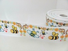 Bee 1 inch Grosgrain Ribbon White