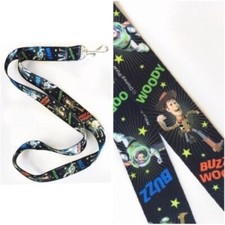 Toy Story Lanyard Buzz and Woody Black Key Holder Authentic Disney Pixar NWT