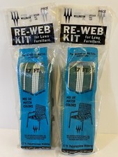 2 Vintage Wellington RE-WEB KIT Lawn Chair Webbing 17' Green White Black Stripes