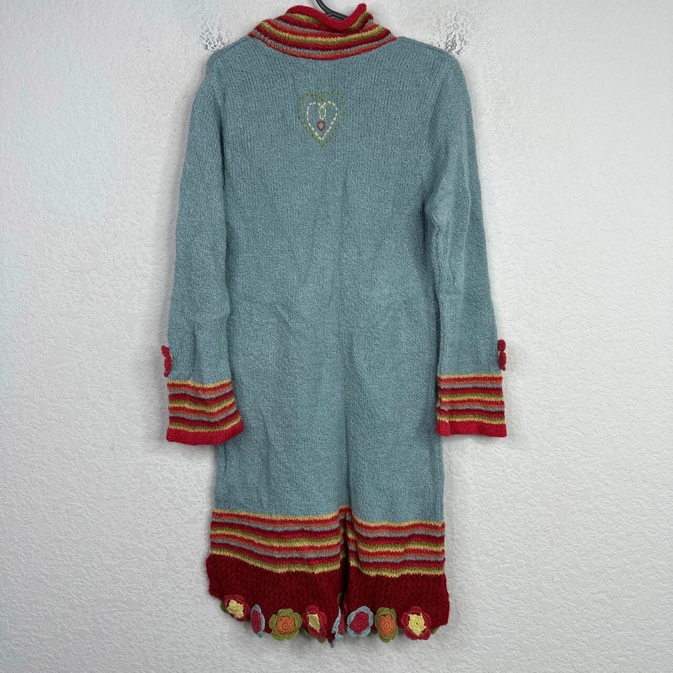 Vestido Deux Par Deux Niñas 6 Azul Floral Crochet Tejido Apliques Caprichoso Hada Foto 2 de 4