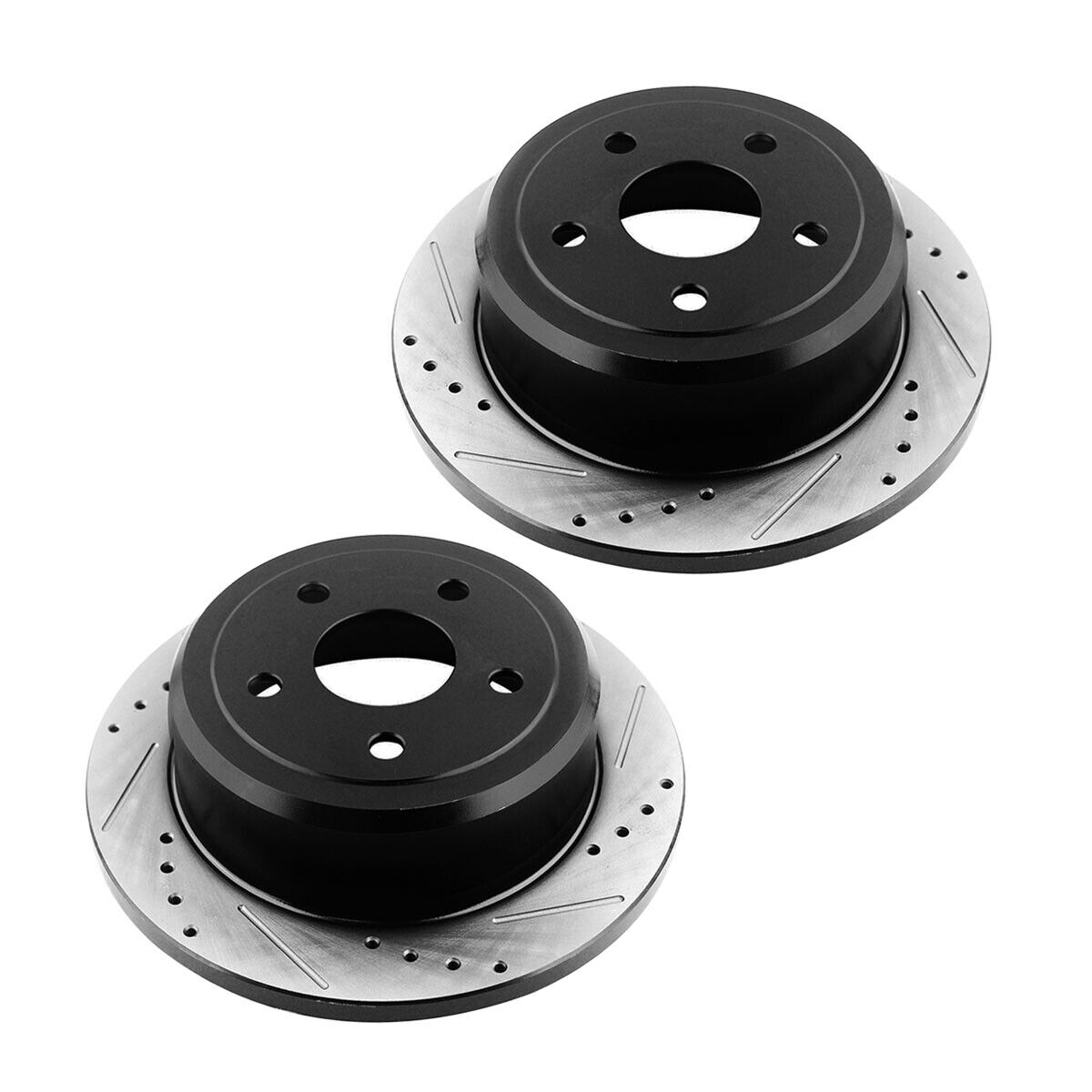 Rear Drilled Slotted Brake Rotors Black Pair 2 for Jeep Grand Cherokee