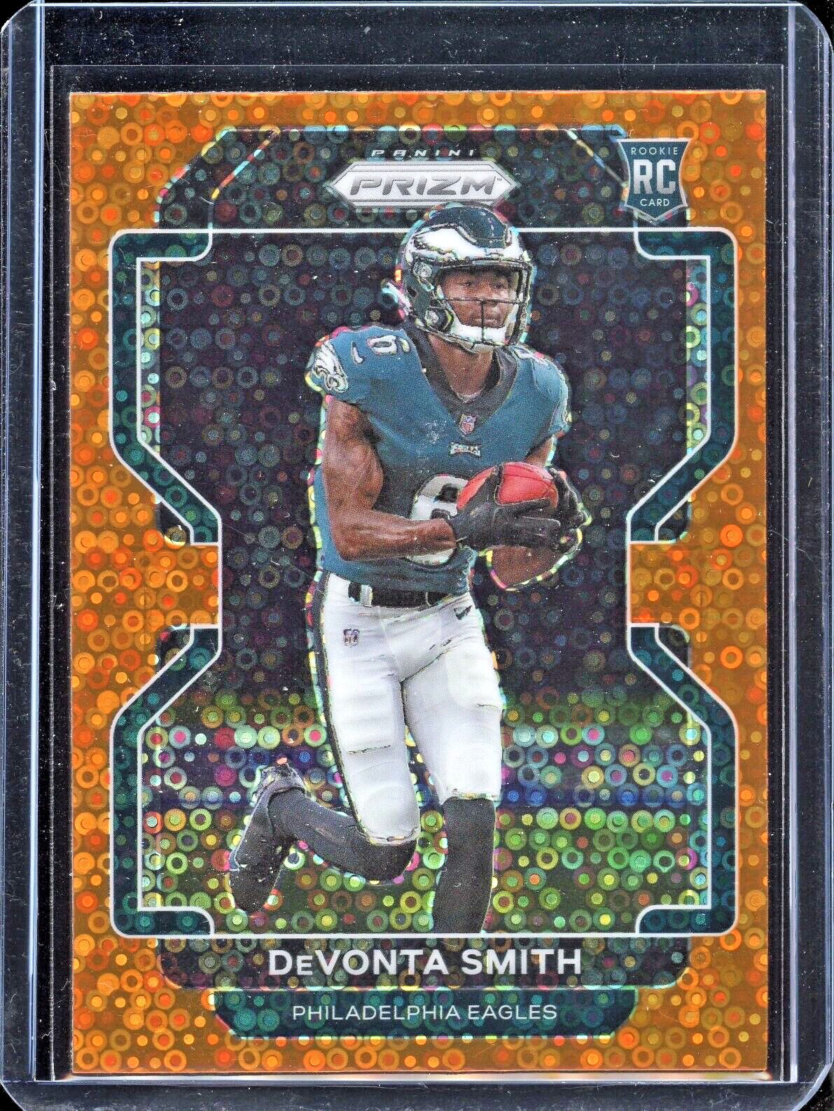 2021 Panini Prizm Football #335 DeVonta Smith Orange Disco RC Eagles