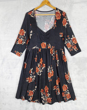 Torrid Super Soft Plush Skater Sweater Dress Black Floral Knit Size 2 US 2XL