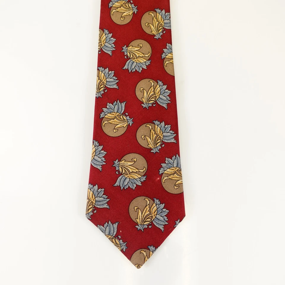 Vestido Floral Acanthus Corbata Hombres Rojo Púrpura Flor Clásico Seda CLAIBORNE EE. UU. Foto 4 de 4