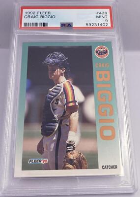 Fleer Craig Biggio 1992 #426 MINT PSA 9 MLB Houston Astros Englisch 