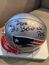 BILL BELICHICK HAND SIGNED PATRIOTS MINI HELMET        SIGNED TO DAVE       JSA