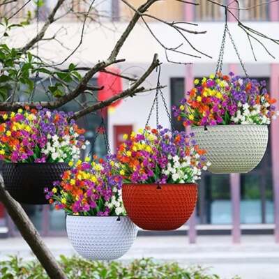 US 4pcs Artificial Outdoor Flowers UV Resistant Fake Plastic Flowers Faux  Lotus | eBay