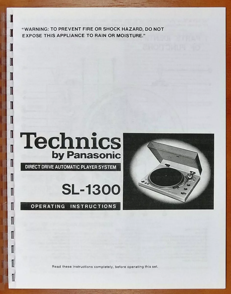 Technics SL-1300 Turntable Owners Manual