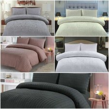 Seersucker Duvet Quilt Cover with Pillow cases Non Iron Bed cover Bedding Set