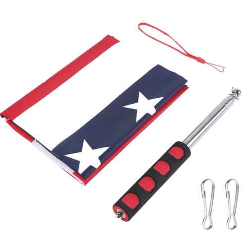 5.25ft Telescopic Flag Pole with 3x5 FT American US Flag,Stainless Steel Hand...