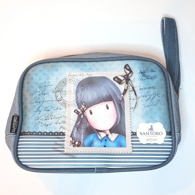Santoro London Gorjuss Forget Me Not Blue Cosmetic Bag Makeup Pouch Travel Case