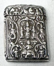 Ornate Anglo Indian Silver Match Safe Vesta 19th Century Match Safe