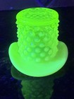Vintage uranium Topaz Fenton Opalescent Hobnail Glass Top Hat Toothpick Holder — photo 8