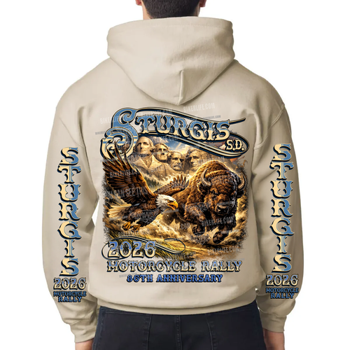 Pullover Hoodie 2026 Sturgis Motorrad Rallye Rushmore Race No Harley - Bild 3 von 4