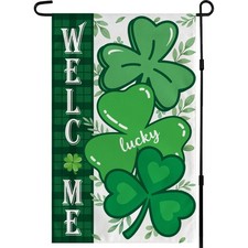 St Patricks Day Decorations - Shamrock Garden Flags  St Patricks Day Party Favo
