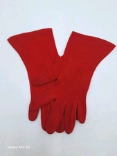Vintage Womens Kayser Red Dress Gloves Nylon Wrist Length Size 6 1950's