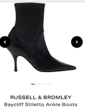 Russell & Bromley Baycliff Stiletto Ankle Boots Black Uk 4 Rrp £425 New