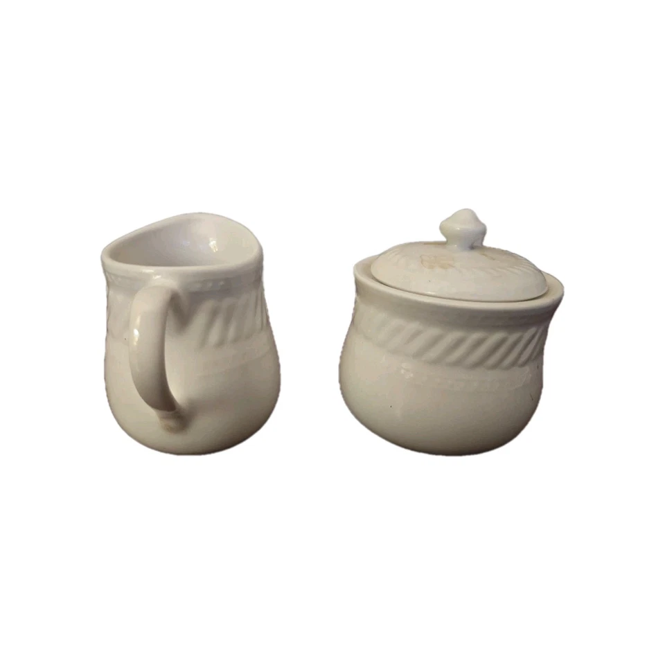 GIBSON White Ceramic Sugar Dish and Creamer Coffee/Tea Serving Set Foto 4 de 4