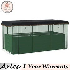 Galvanized Raised Garden Bed Open Bottom Planter Box w/ Crop Cage & Shade Cloth