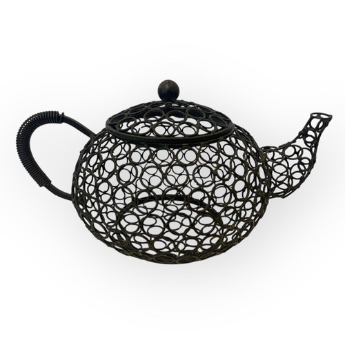 Tetera decorativa de hierro metálico y 3 tazas para maceta de jardín con flores de popurrí GRANDE - Imagen 18 de 24