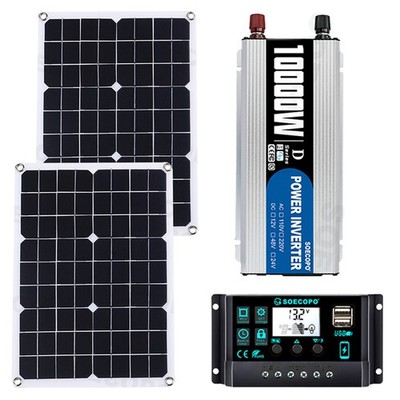 10000W Solar Power Kit 12V-110V/220V + 2pcs Solar Panels + 100A ControllerxY