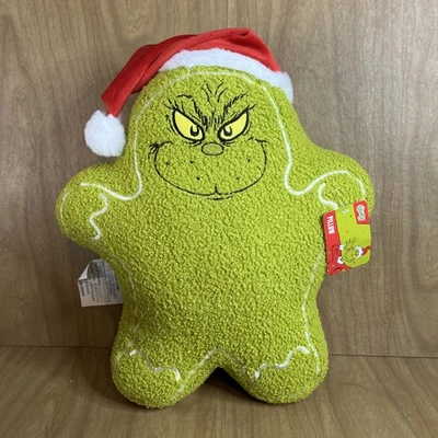 NWT Dr. Seuss The Grinch Green Gingerbread Christmas Pillow Santa Hat Ruz - Image 1 of 4