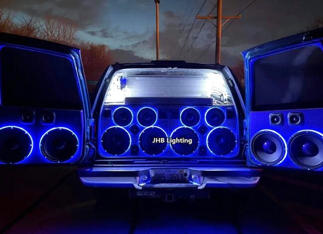 JHB Set (4) 6.5" RGB Color Change Remote APP Subs Sound LED Speaker Rings Light