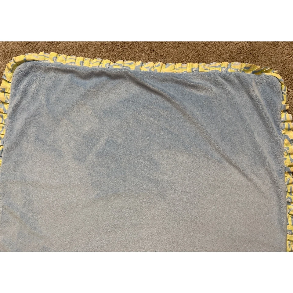 Oh the places You'll go Dr Seuss blue baby blanket - crib - minky - ruffle edge - Image 2 of 4