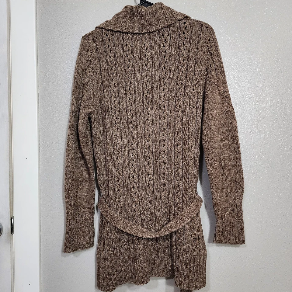 Eddie Bauer Marrón Mármol Botón Frontal Acanalado Cable Túnica Cárdigan Suéter XL Foto 2 de 4