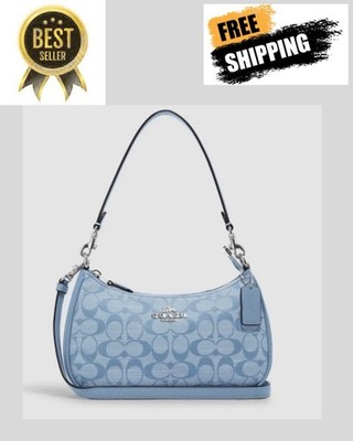 Coach  Teri Shoulder Bag Signature Chambray  New Free Shipping