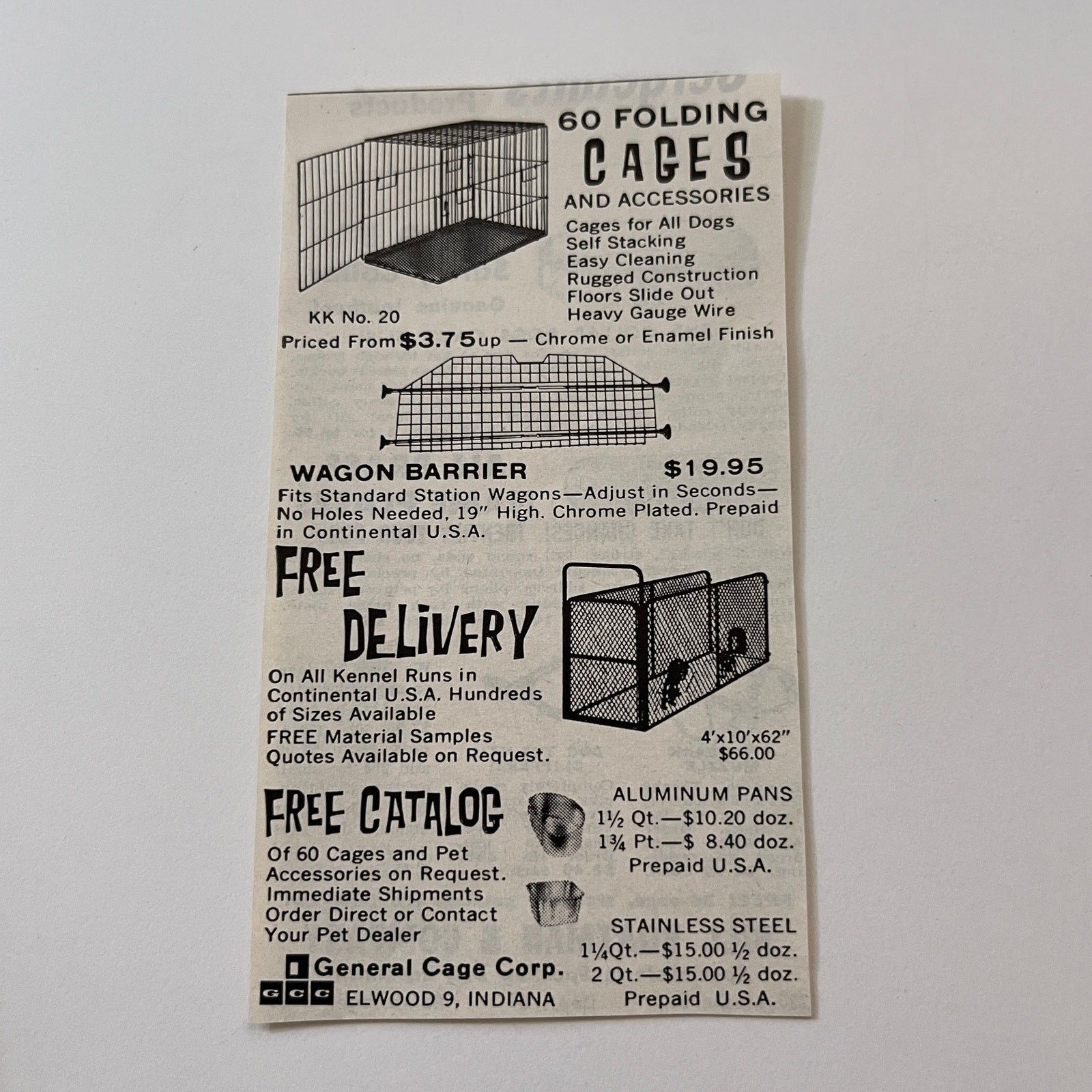General Cage Corp. Go Folding Cages Elwood IN 1965 Magazine Ad SAG6-M2