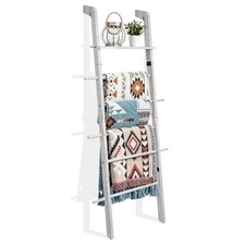 Blanket Ladder 67" Tall 6-Tier Wooden Farmhouse Rustic Towel Rack Vintage White