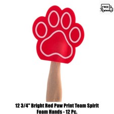 12 3/4" Bright Red Paw Print Team Spirit Foam Hands - 12 Pc.