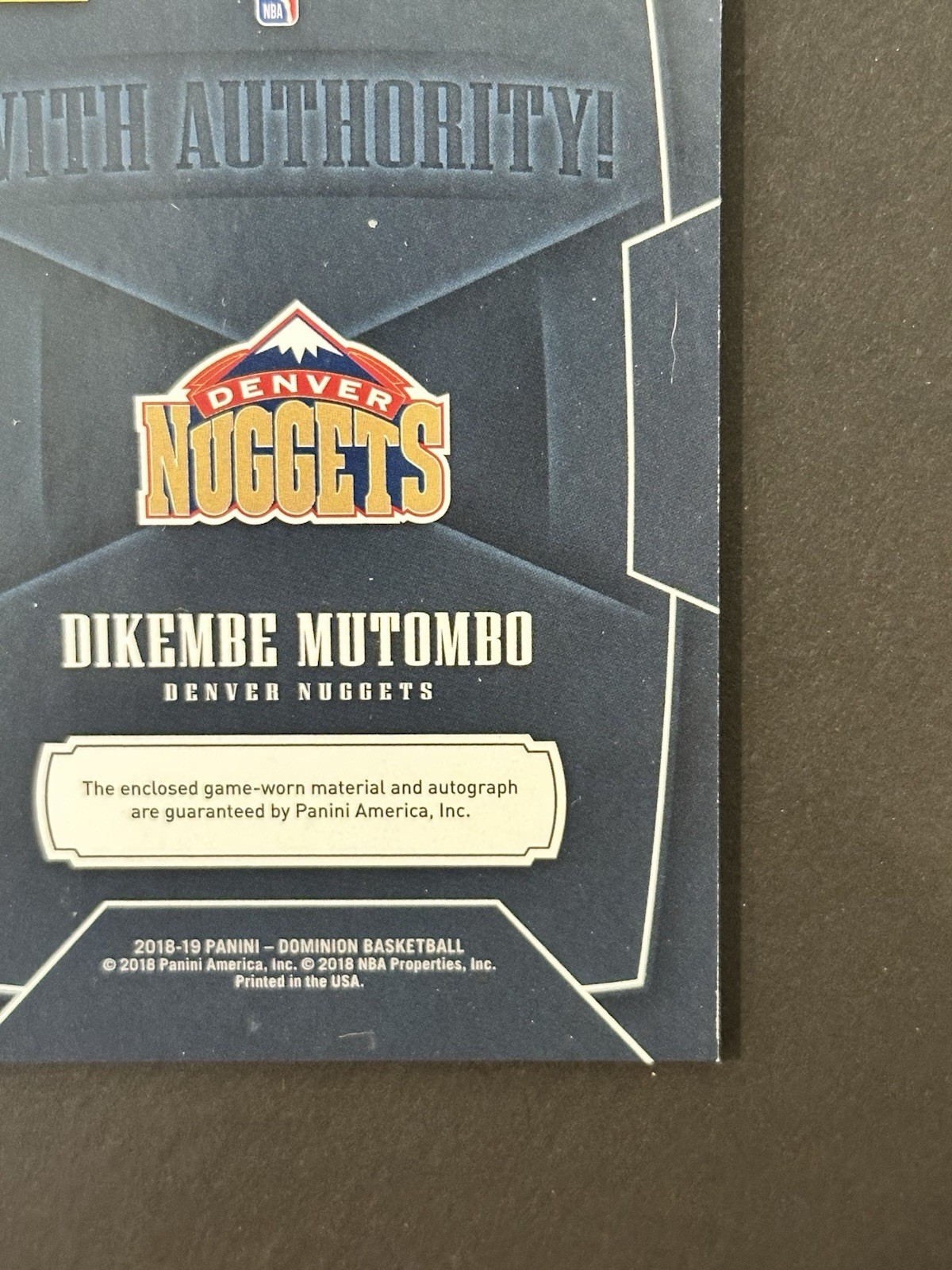 2018-19 Dikembe Mutombo Dominion With Authority Patch Auto #/49 HOF Game Used view 9