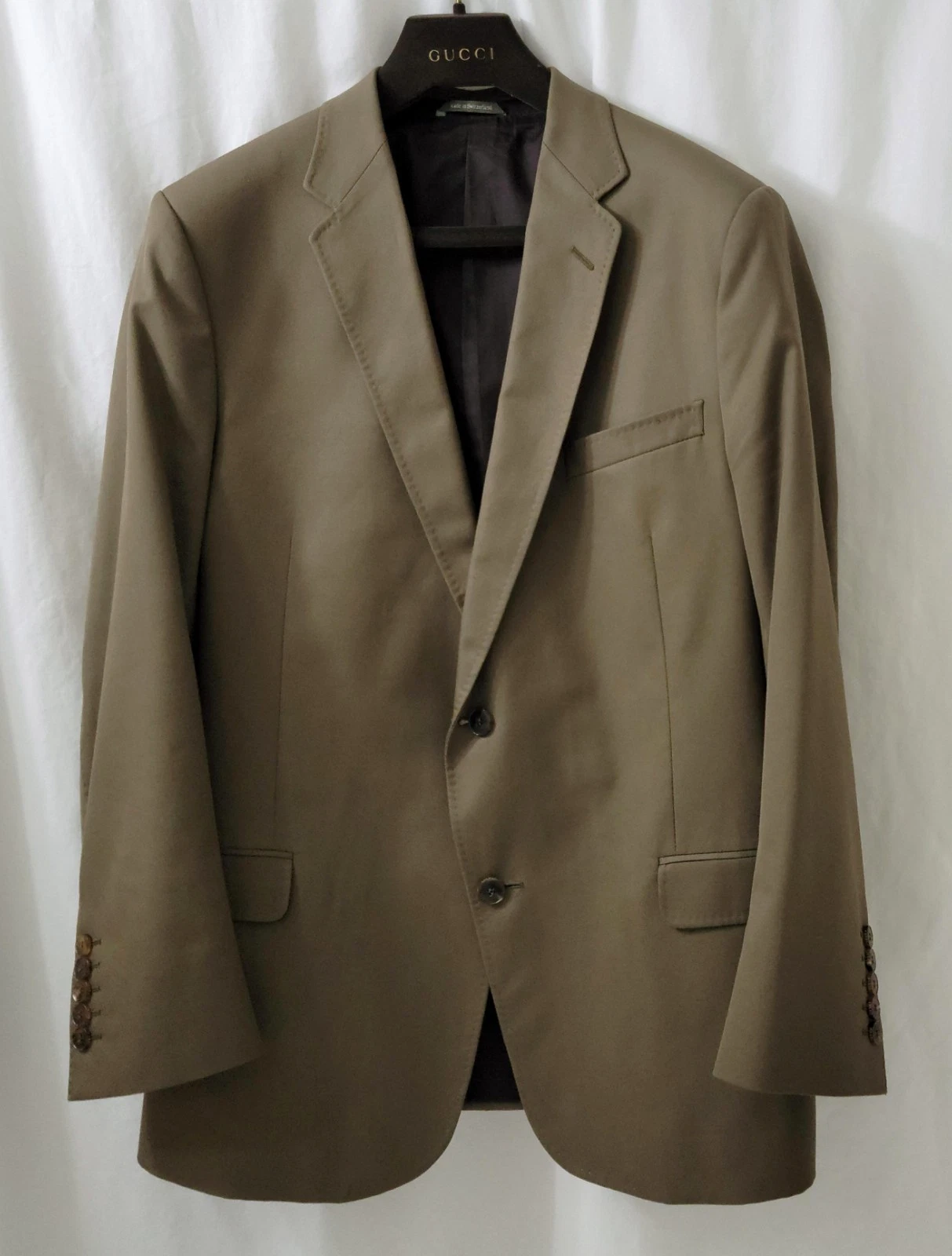 Giacca blazer uomo Gucci misto cotone verde kaki marrone taglia 54R 58R