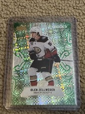 2024-25 UD Ice Base Emerald Green Parallel Rookie RC #103 Olen Zellweger