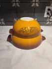Pair Vintage Pyrex Old Orchard Cinderella Mixing Bowls 4qt #444 & 2-1/2 #443