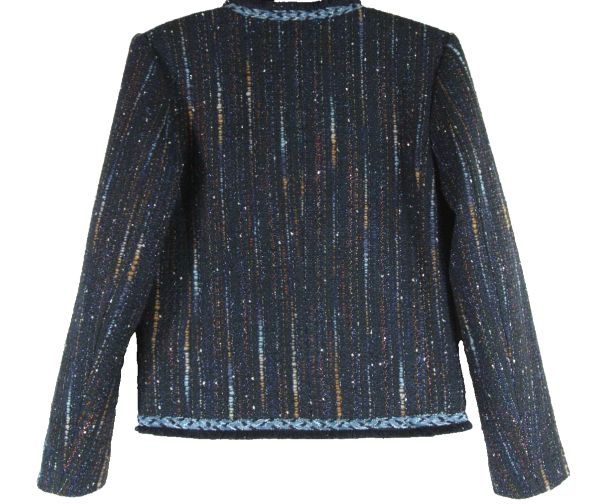 NEW, Sandro Colibri Tweed Double-Breasted Jacket in Navy Blue Size