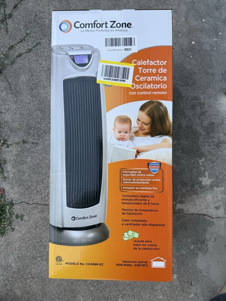 Calentador de espacio de torre digital oscilante Comfort Zone con control remoto Foto 3 de 4